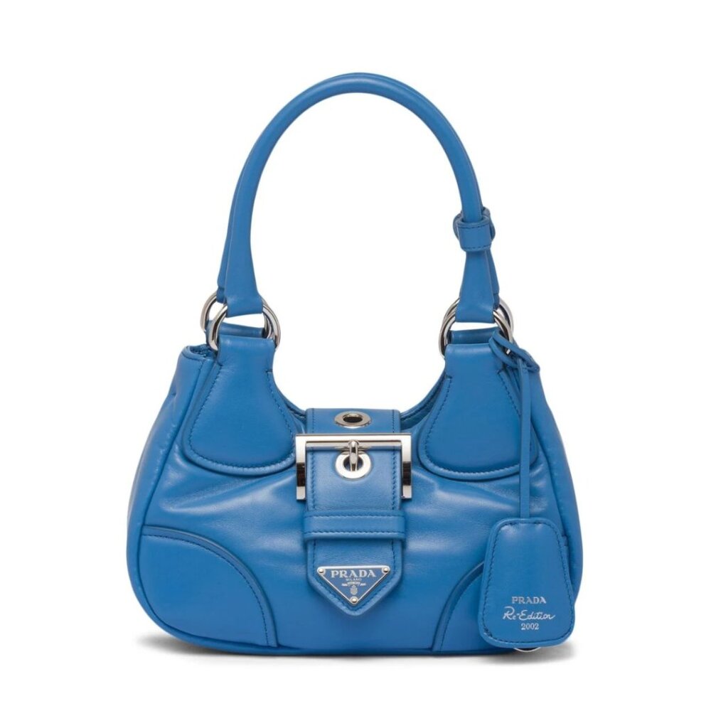 NWT Prada Re-Edition 2002 Moon Bag Nappa Padded Leather In Blue